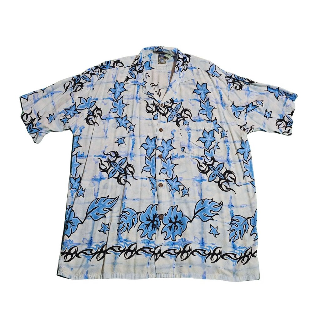 Y2K Tribal Pattern Hawaiian Shirt Light Weight Men'ss Large